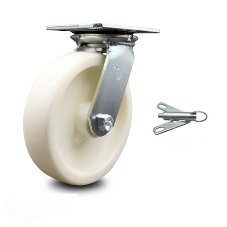 8 Inch Heavy Duty Nylon Caster With Roller Bearing And Swivel Lock SCC
